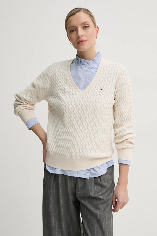 

Хлопковый свитер Tommy Hilfiger, бежевый