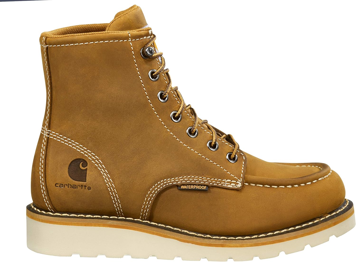 Carhartt женские водонепроницаемые 6-дюймовые мокасины со стальным носком и клиновидной подошвой рабочие ботинки, Light Brown — фото 3