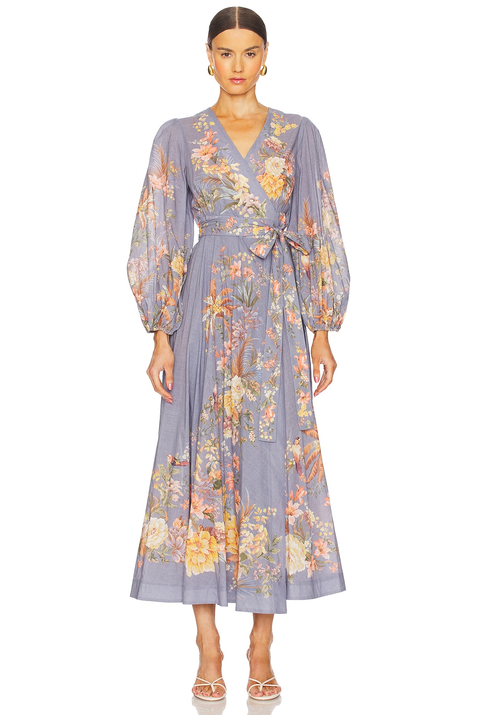 

Миди-платье с оборками Zimmermann, teal multi floral