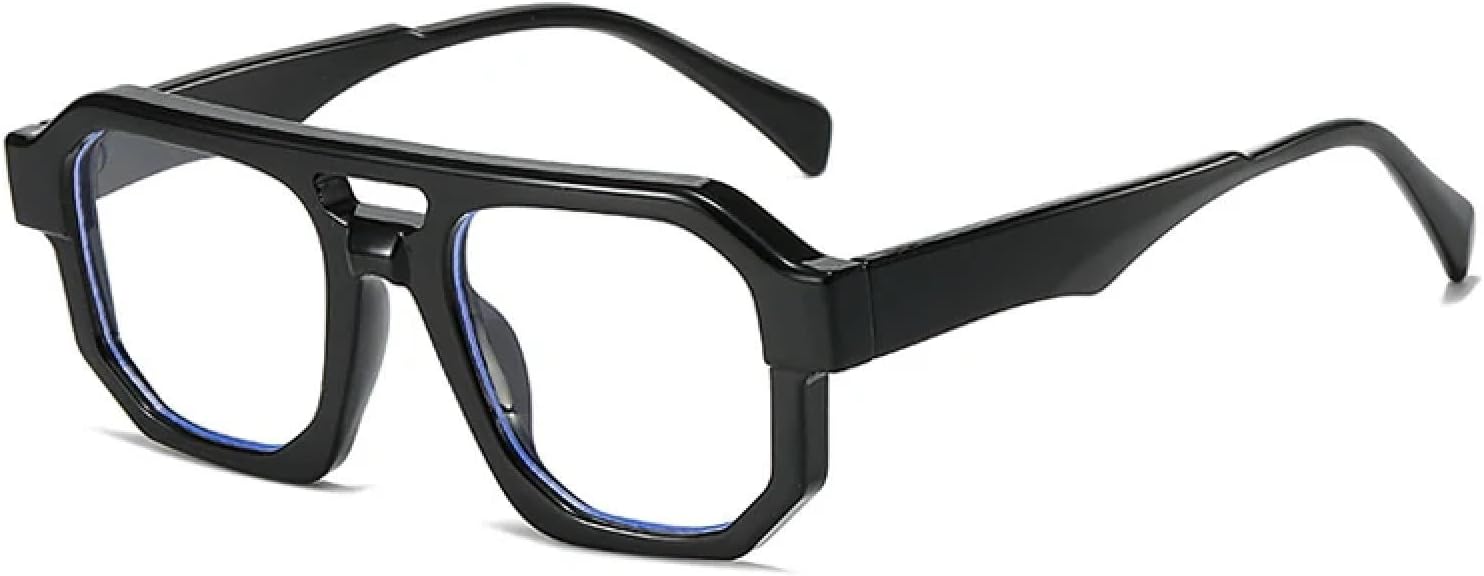 

Солнцезащитные очки с двойной перемычкой для женщин и мужчин, градиентные прозрачные линзы, оправа в стиле ретро-панк, защита от УФ-излучения UV400 UATXTAU, Black Clear