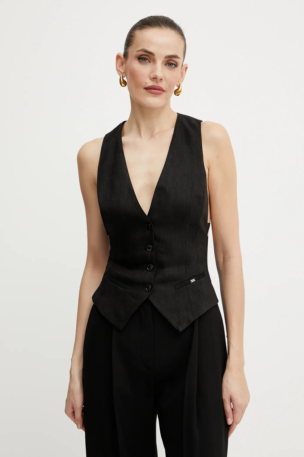 

Жилет льняной Elisabetta Franchi, черный
