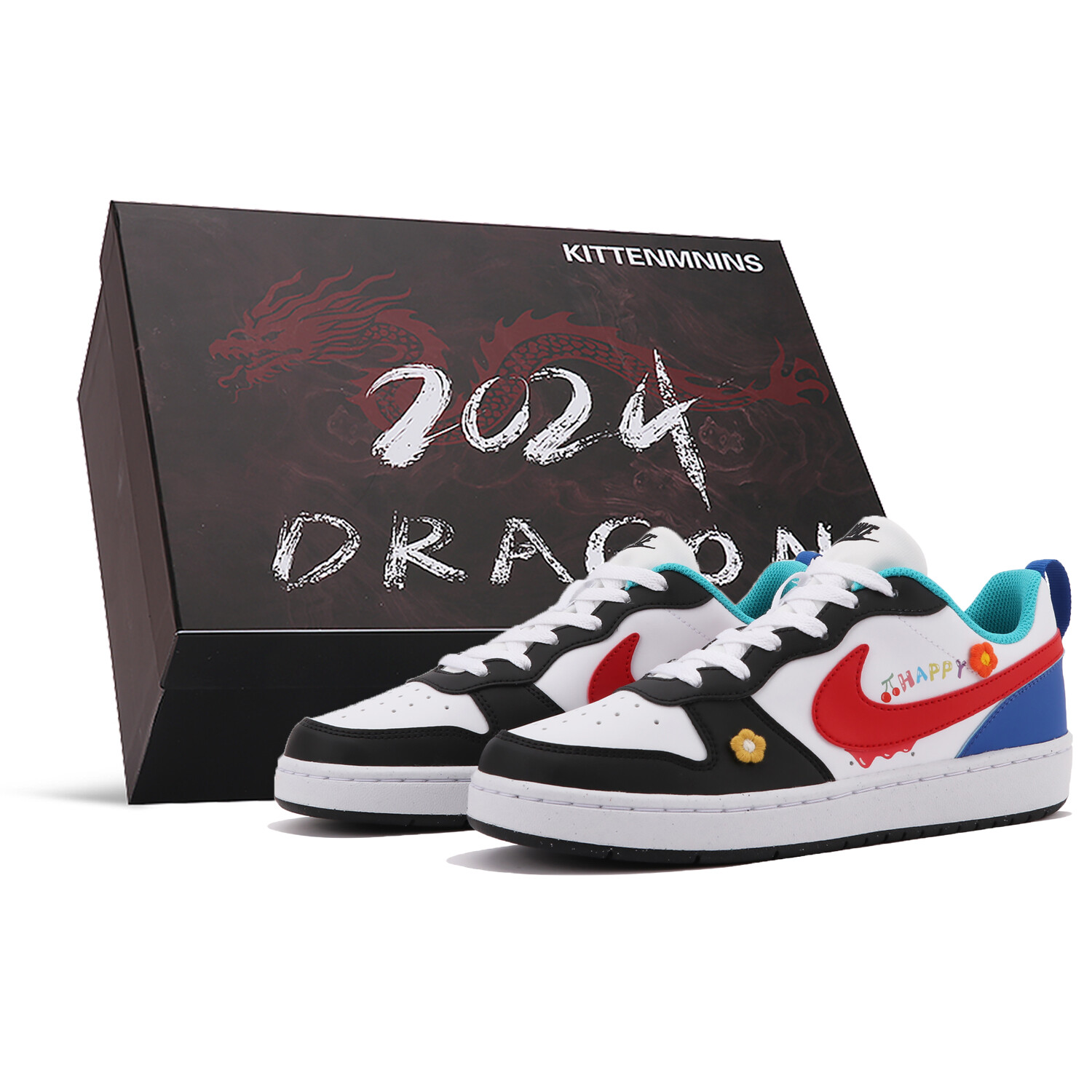 

Кроссовки Nike Court Borough Skateboarding Shoes Women's Low-top Black/Red, черный/красный