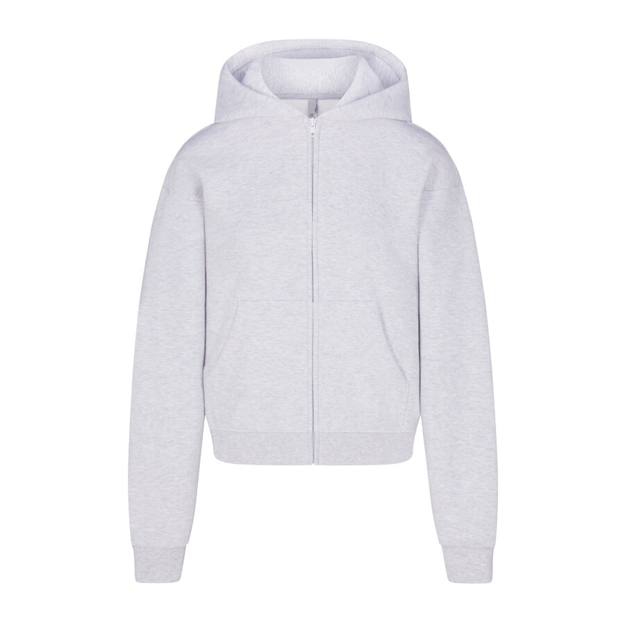 

Классическая толстовка с капюшоном на молнии SKIMS Cotton Fleece, цвет Light Heather Grey