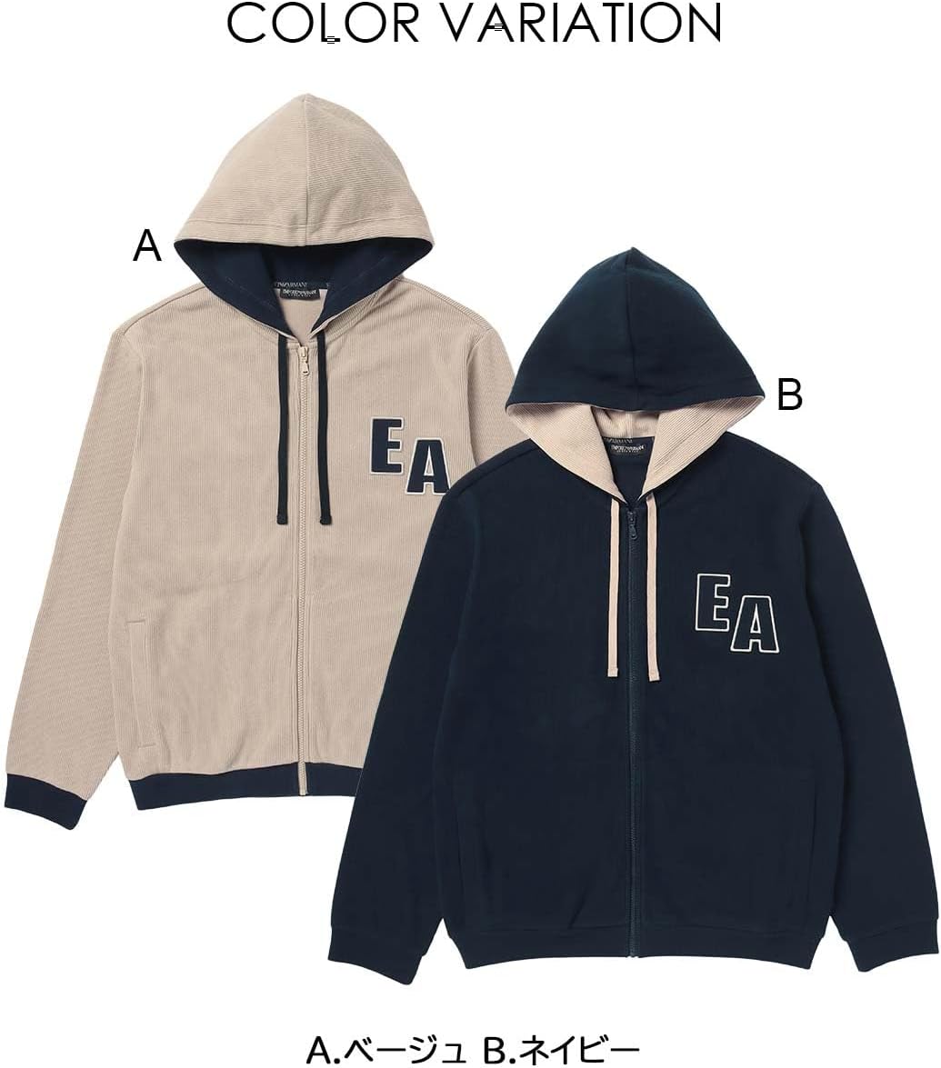 Мужская толстовка Emporio Armani 54085860, с открытым передом и застежкой-молнией, темно-синий — фото 3