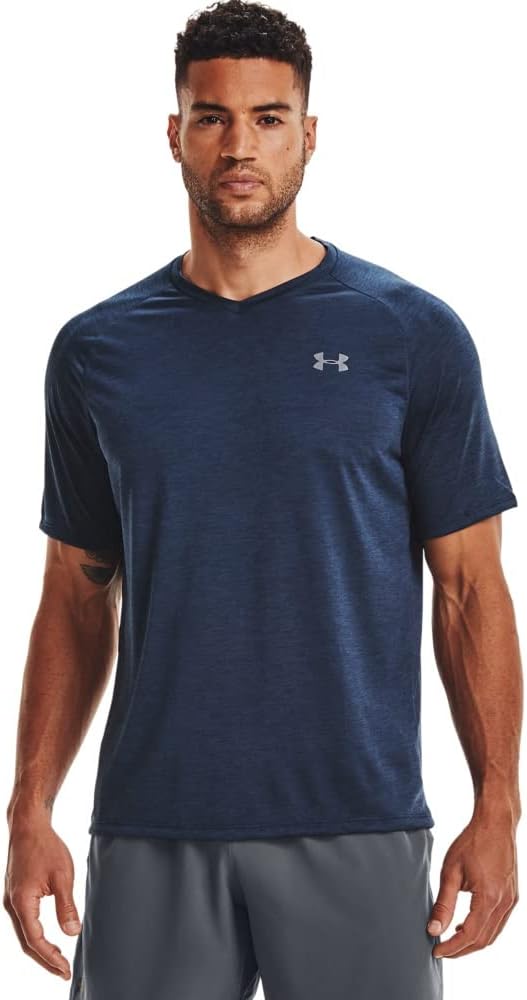 

Футболка Under Armour Mens Tech 2.0 с V-образным вырезом и коротким рукавом, Academy Blue (408)/Steel, Синий, Футболка Under Armour Mens Tech 2.0 с V-образным вырезом и коротким рукавом, Academy Blue (408)/Steel