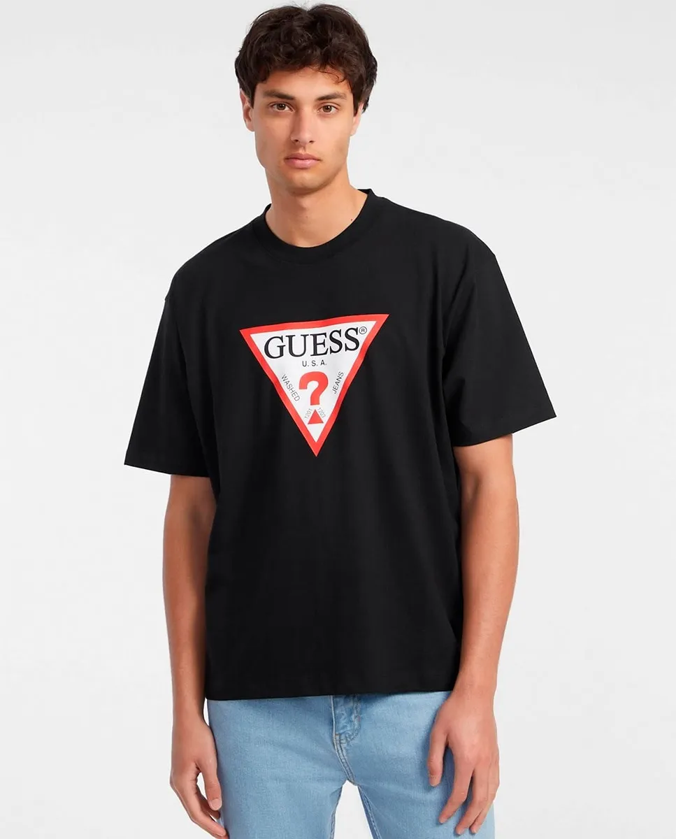 

Мужская футболка с коротким рукавом Guess Jeans, черный