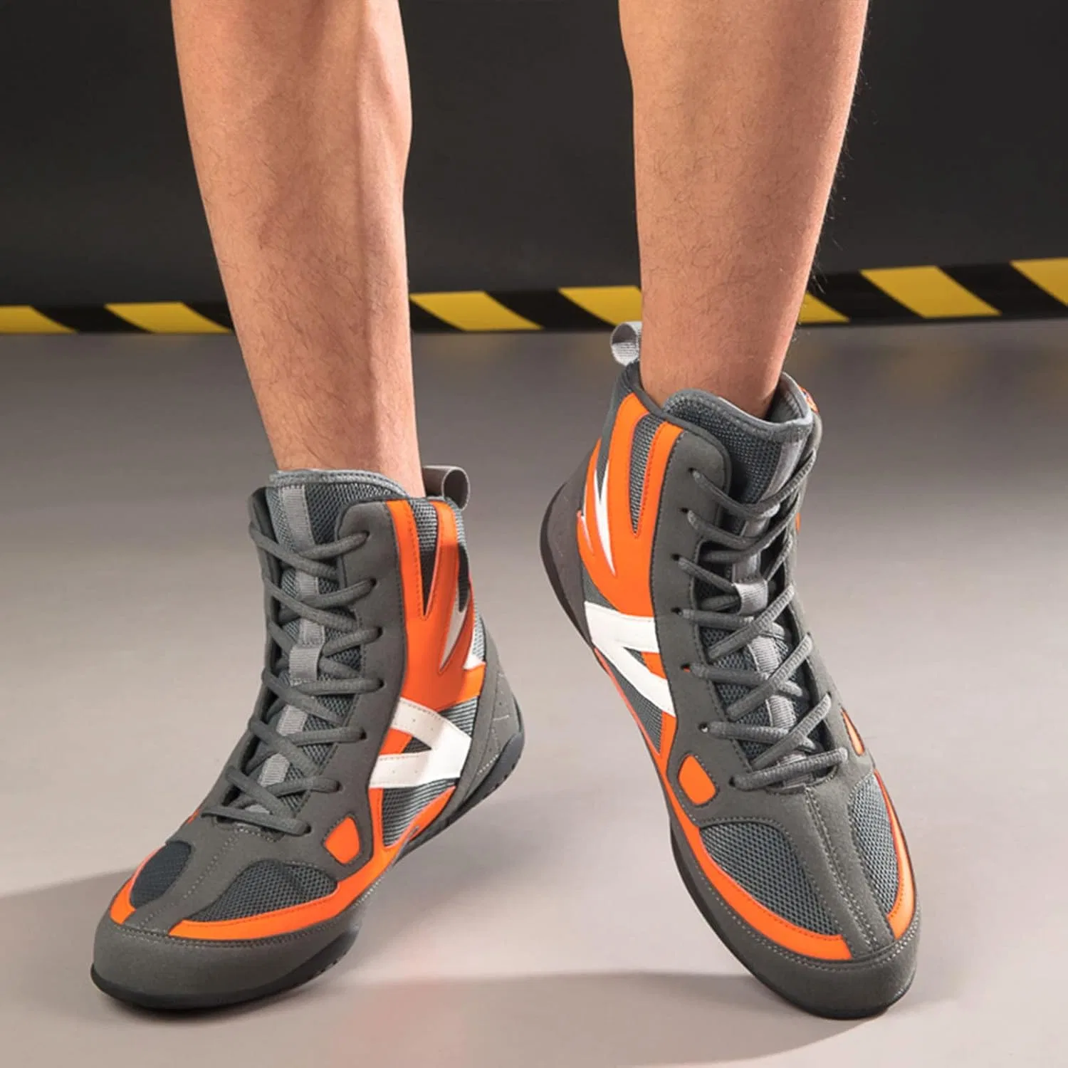 Боксерские ботинки EMDPBD для мужчин, тренировочные ботинки для единоборств, сетчатая ткань, нескользящая резиновая подошва, детские борцовские ботинки, оранжевые, размер 39EU — фото 4