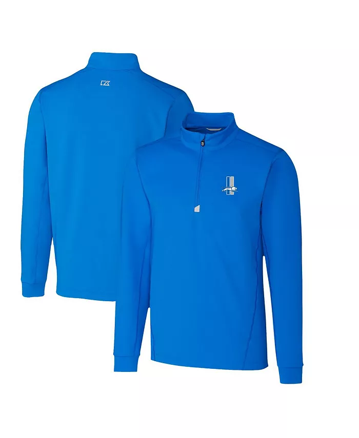 

Толстовка Men's Blue Detroit Lions Throwback Logo Traverse Stretch Quarter-Zip Pullover Top Cutter & Buck