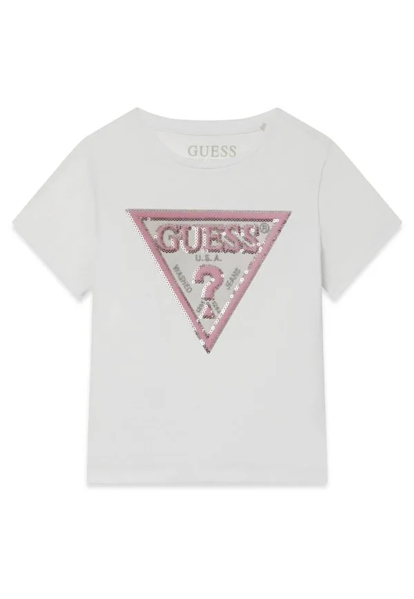 Футболка mit с пайетками и логотипом Guess, Weiß