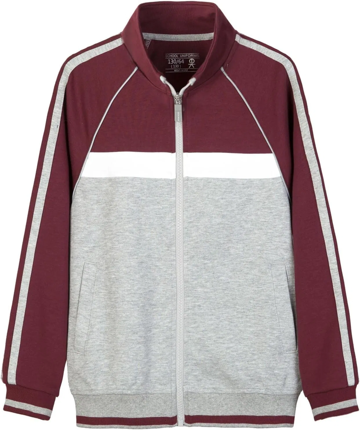 Детская спортивная куртка с воротником-стойкой, slim fit, светоотражающие элементы, eton kidd, цвет Maroon & Light Gray