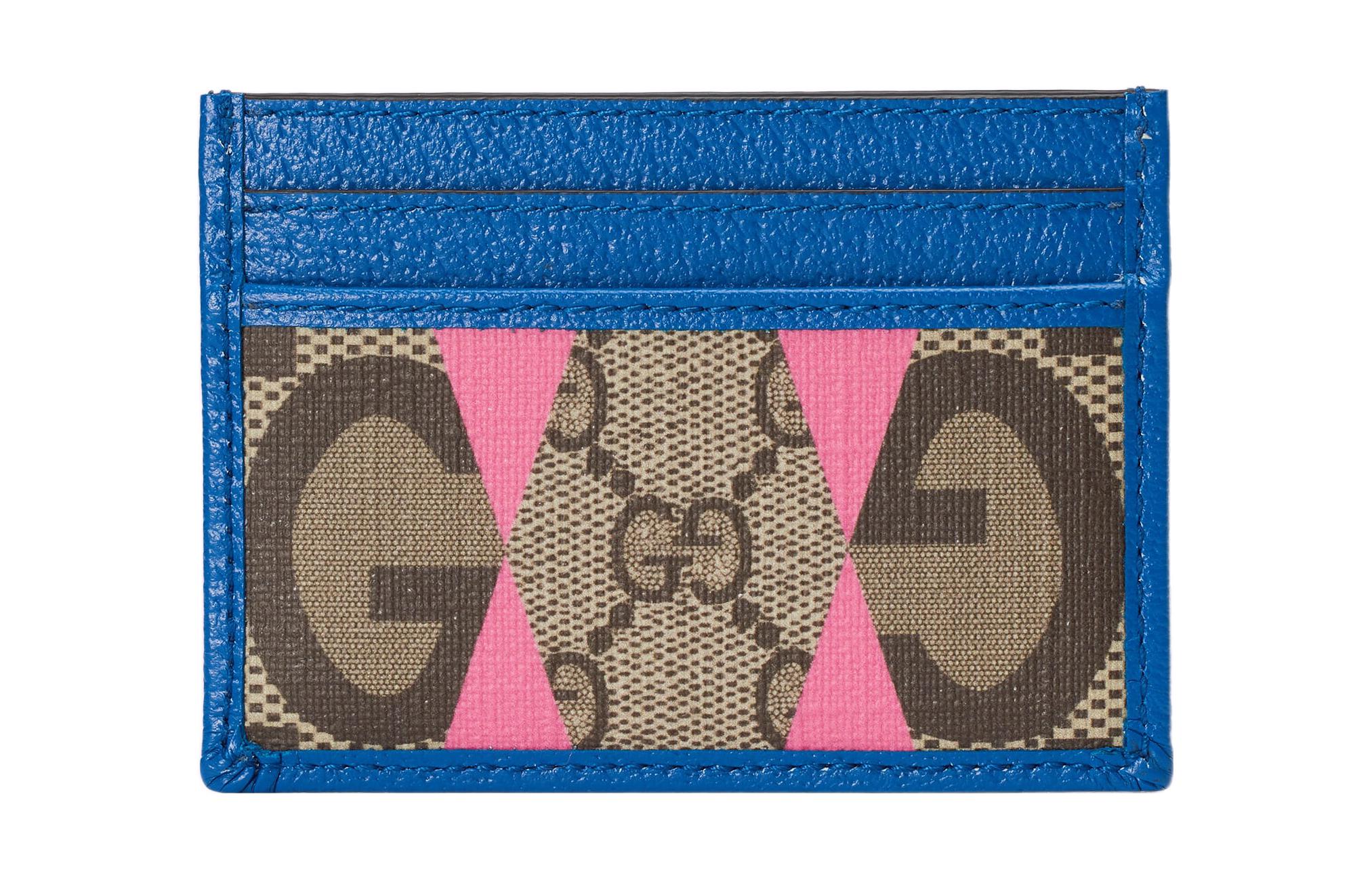 GUCCI Женский кошелек с кожаным карманом синий и коричневый — фото 2