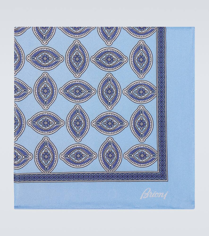 

Шелковый платок с принтом Brioni, Sky Blue/Lead