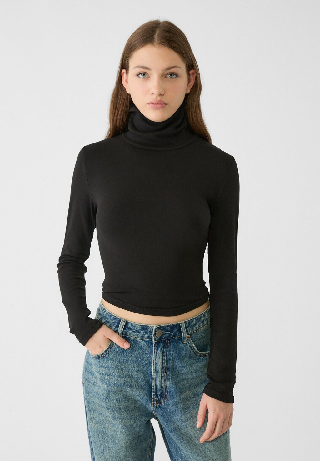 

Топ с длинными рукавами 2-PACK OF HIGH NECK Stradivarius, черный