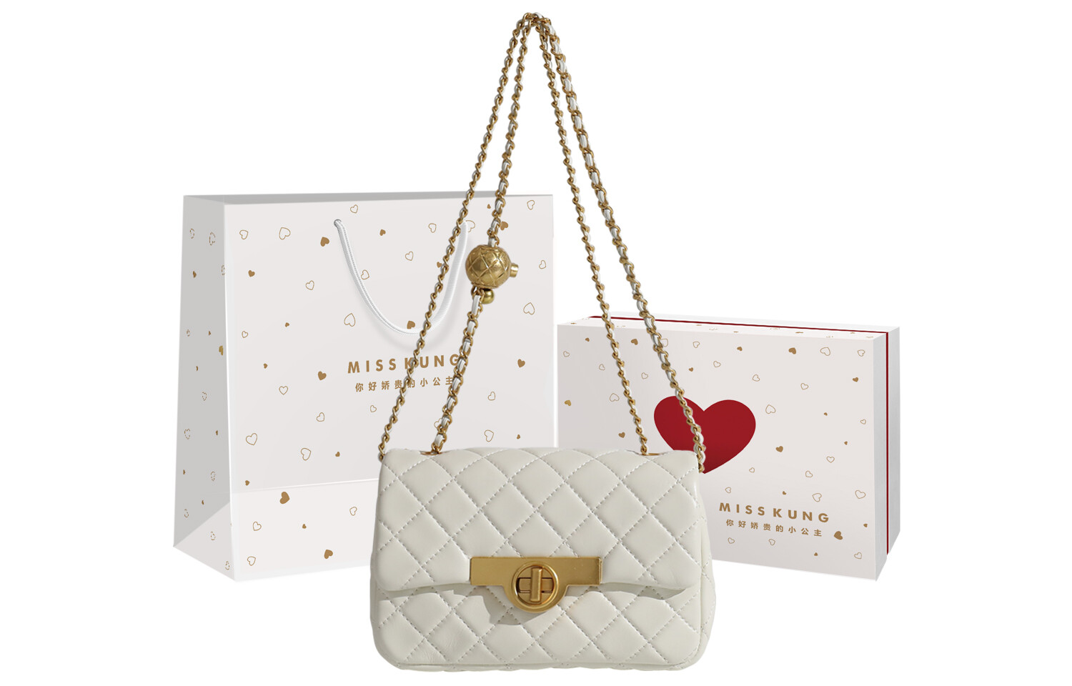 

Женская сумка через плечо Miss Kung, Жемчужно-белый (подарочная коробка)