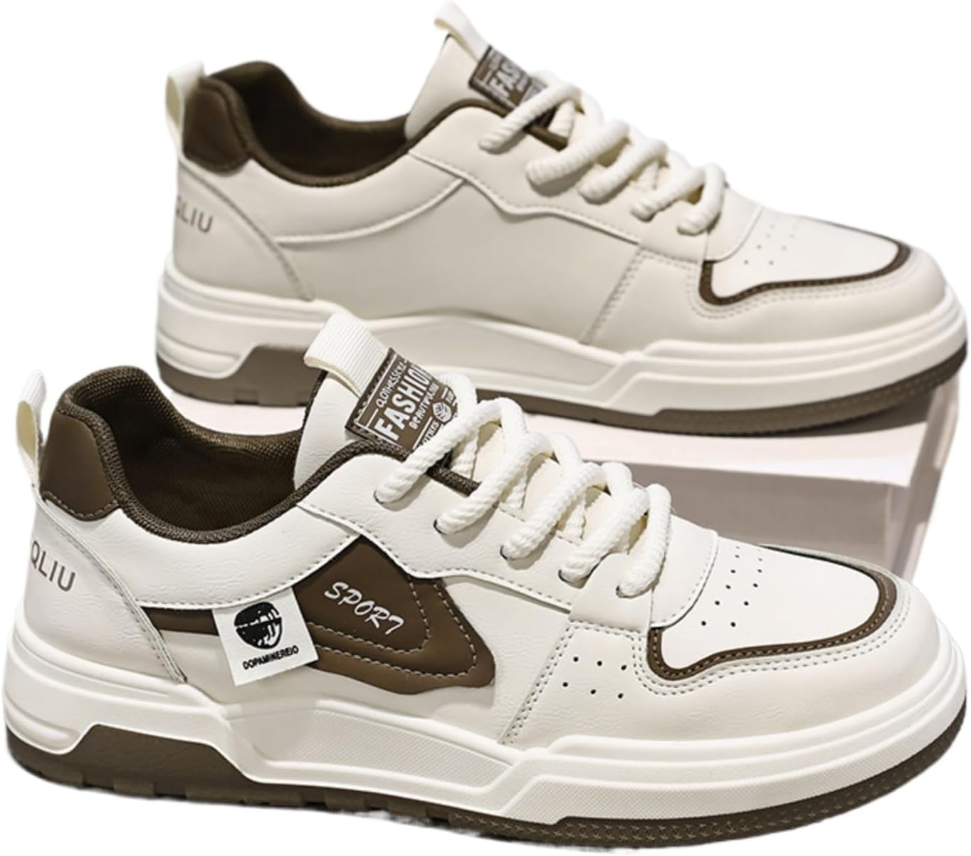 

Мужские кроссовки белого и черного цвета с контрастными блоками, стильные низкие шнурованные обувь с спортивным оттенком Aokisx