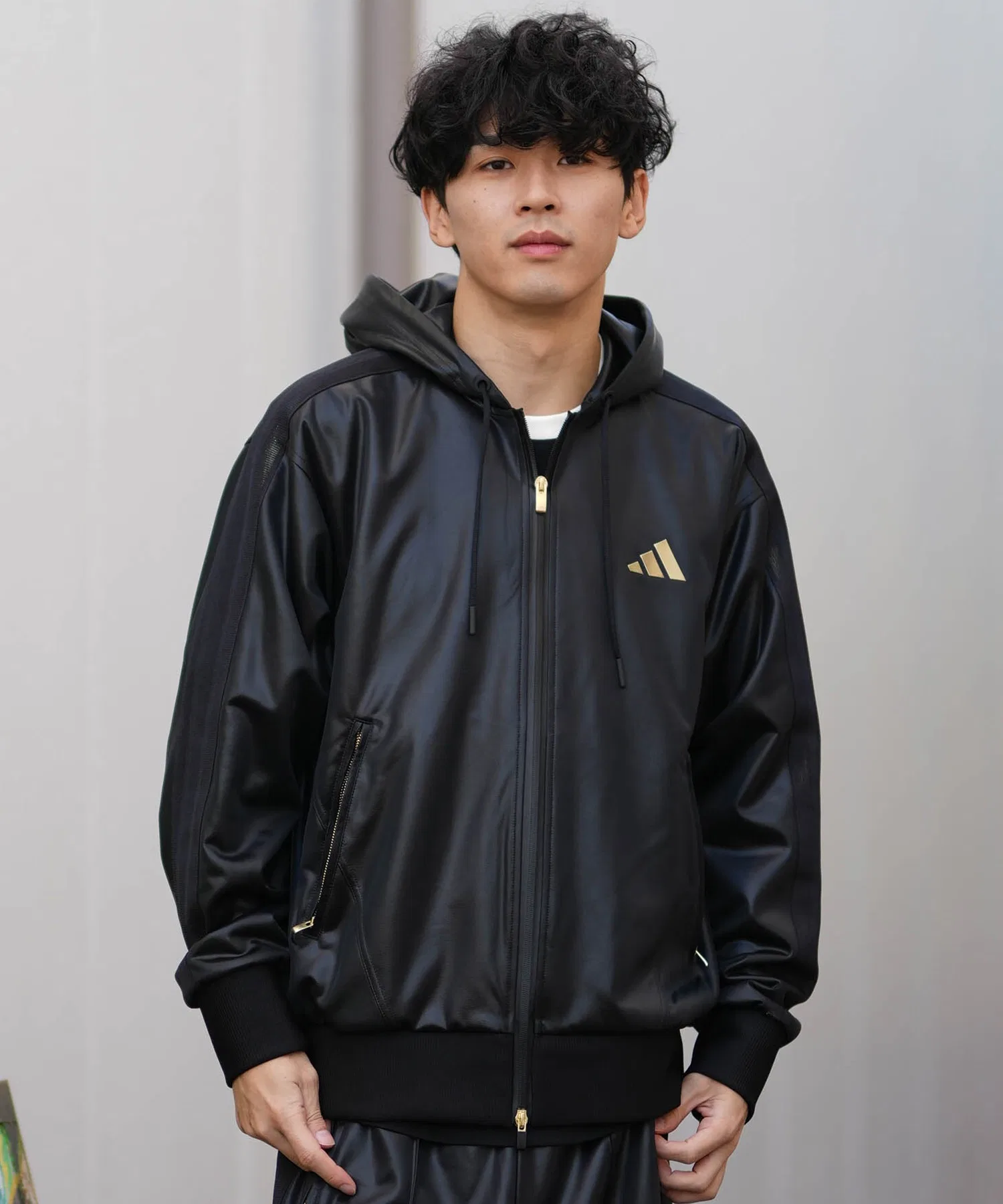 Толстовка adidas на молнии, золотистый цвет, свободный крой, спортивная куртка TV847 — фото 2