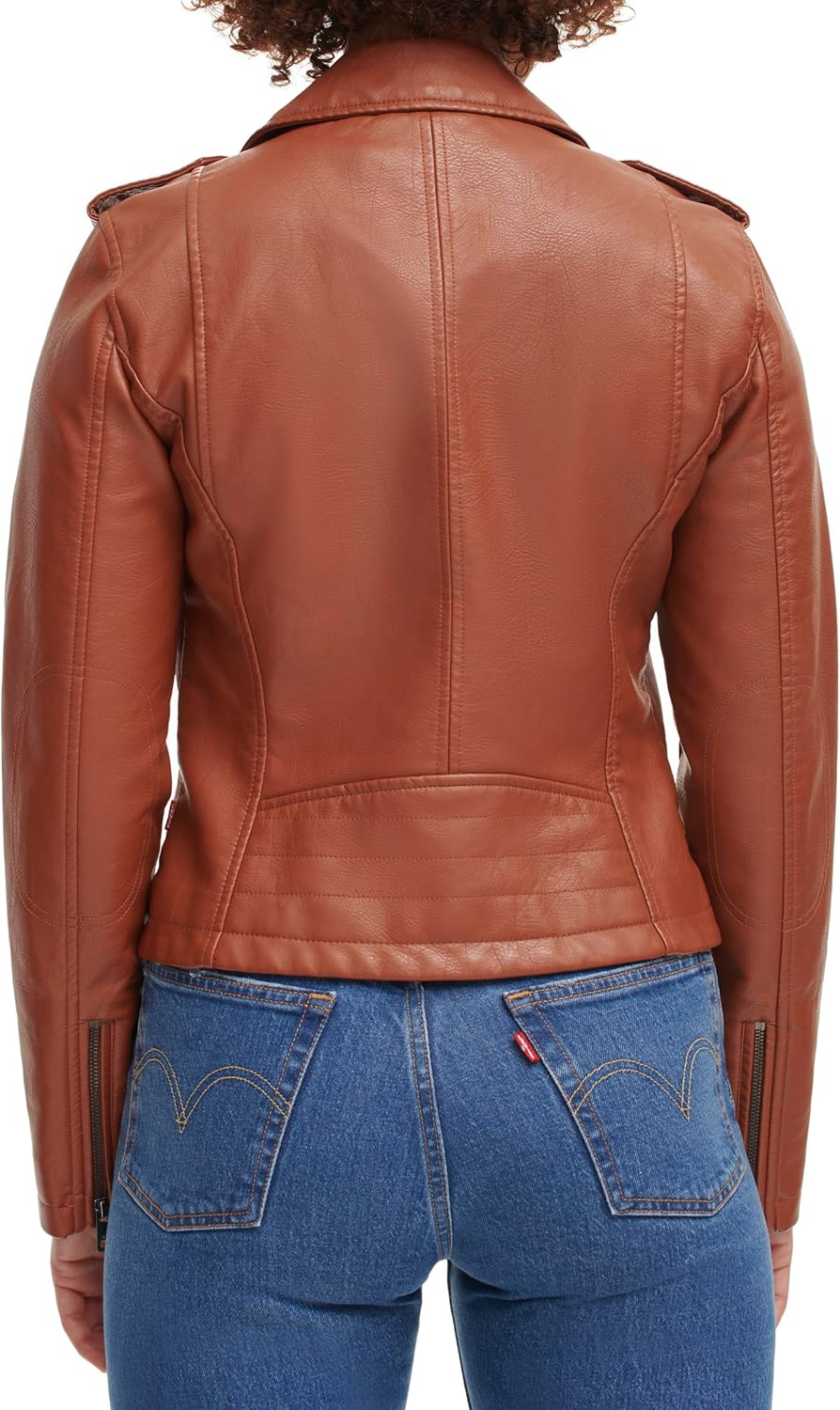Женская куртка-косуха Levi's классическая кожаная, коричневый — фото 4