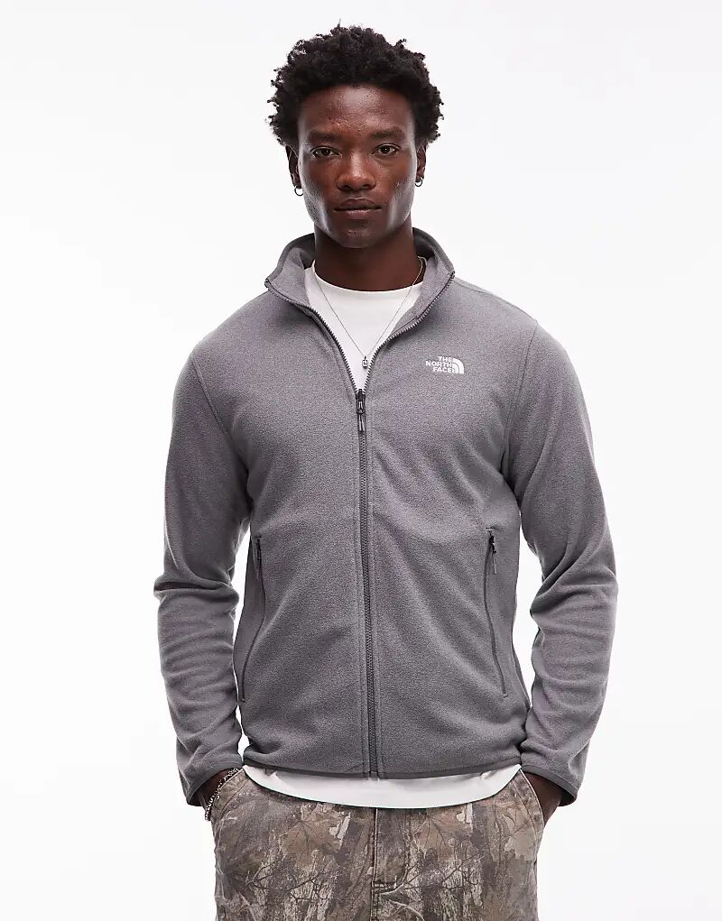 

Флисовая кофта с логотипом и застежкой-молнией The North Face Glacier, средне-серый меланж