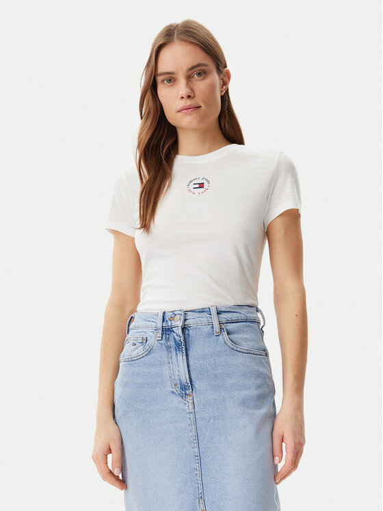 

Облегающая футболка Essential DW0DW20316 Tommy Jeans, белый