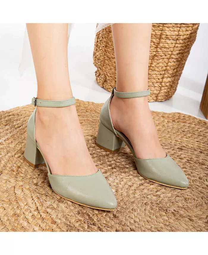 Marcelle туфли на низком каблуке Forever & Always Shoes, зеленый — фото 3