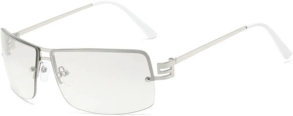 

MUTYNE Роскошные солнцезащитные очки без оправы для женщин и мужчин, модные солнцезащитные очки с оригинальными линзами, винтажные панк-очки для вождения, Silver