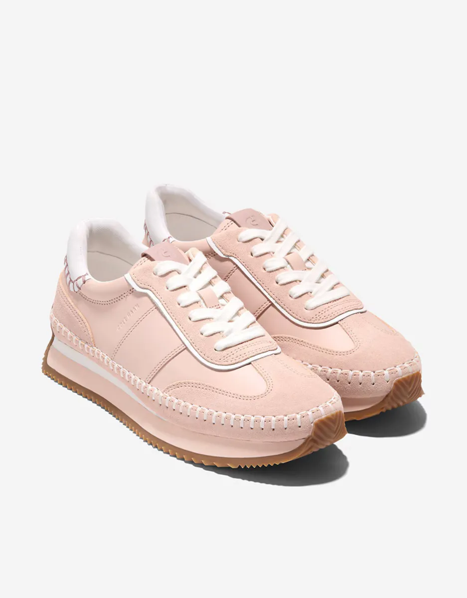 Женские кожаные кеды из кожи и замши Cole Haan, розовый — фото 4