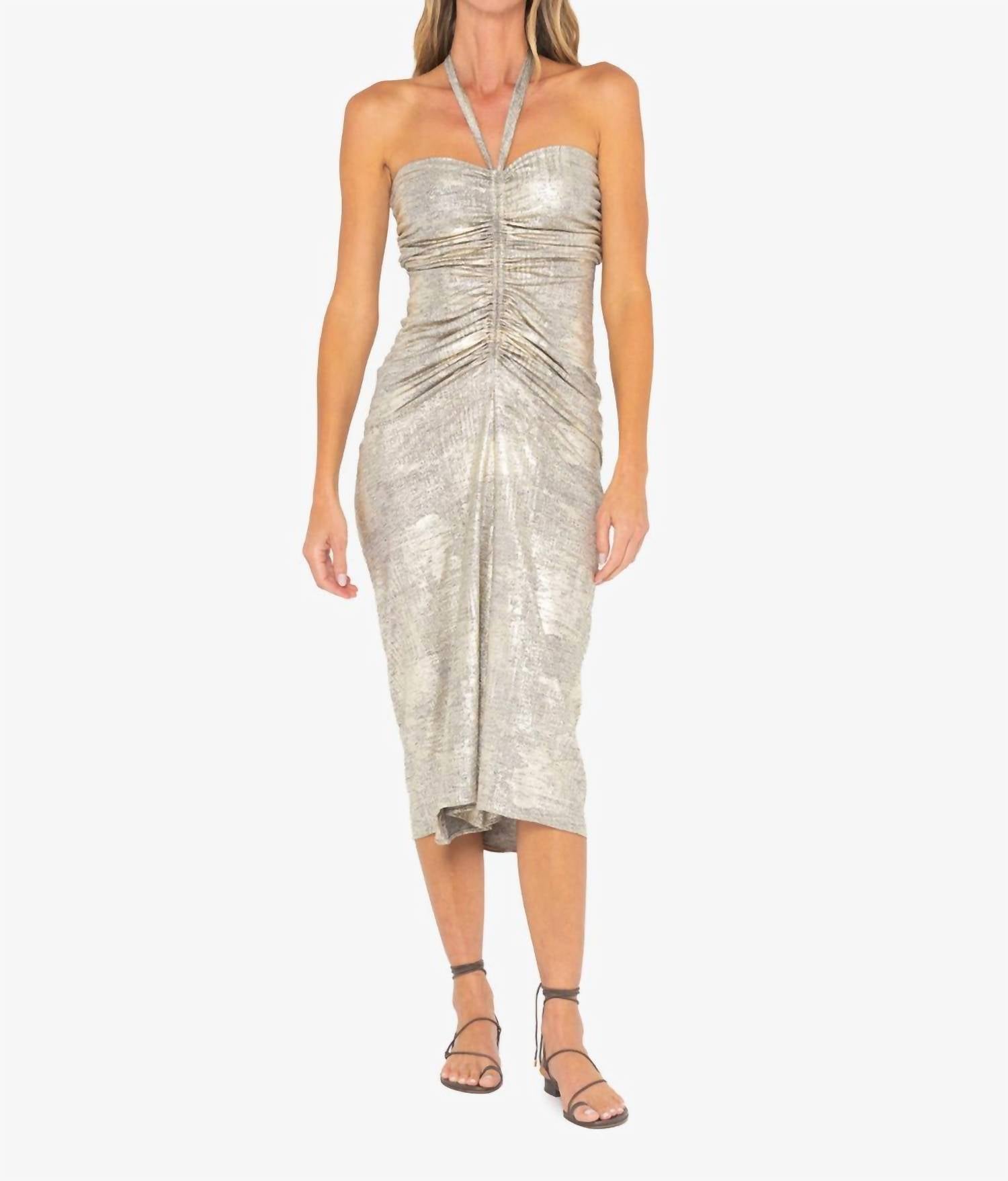 

Платье Dalia Midi в стиле металлик с эффектом потертости JBQ, металлик