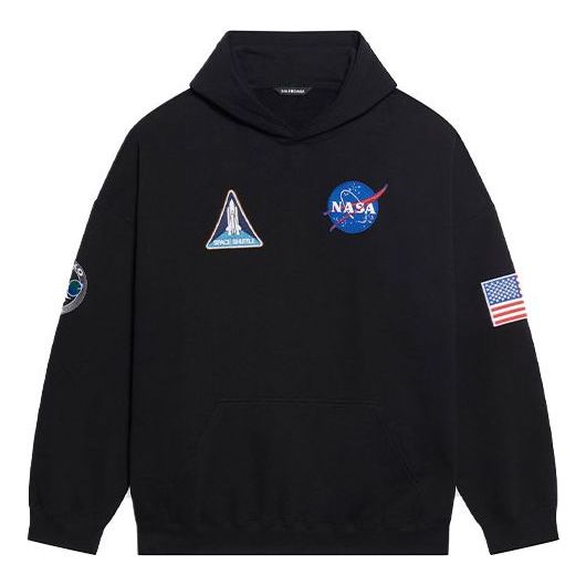

Толстовка men's x nasa fw21 crossover logo cotton classic hooded loose long sleeves black Balenciaga, черный