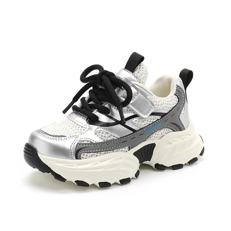 

Кроссовки для бега для детей с низким верхом, противоскользящие, устойчивые к истиранию, дышащие Peter pan, серебряный