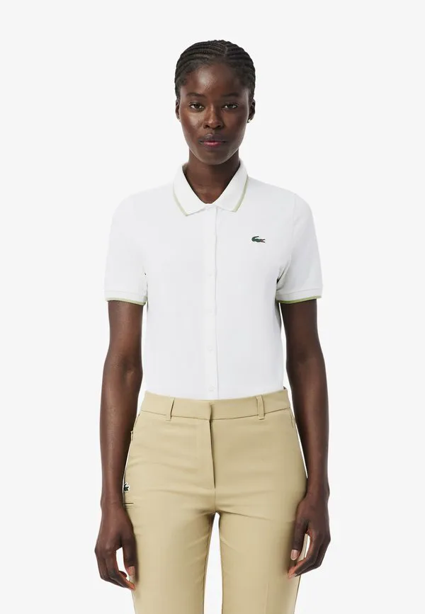 Блузка Lacoste Blanc, на пуговицах, пике, однотонная