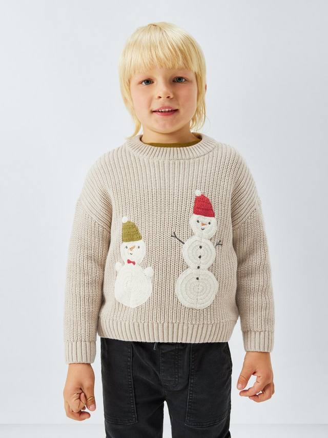 

Детский свитер с оленями с круглым вырезом John Lewis, Red