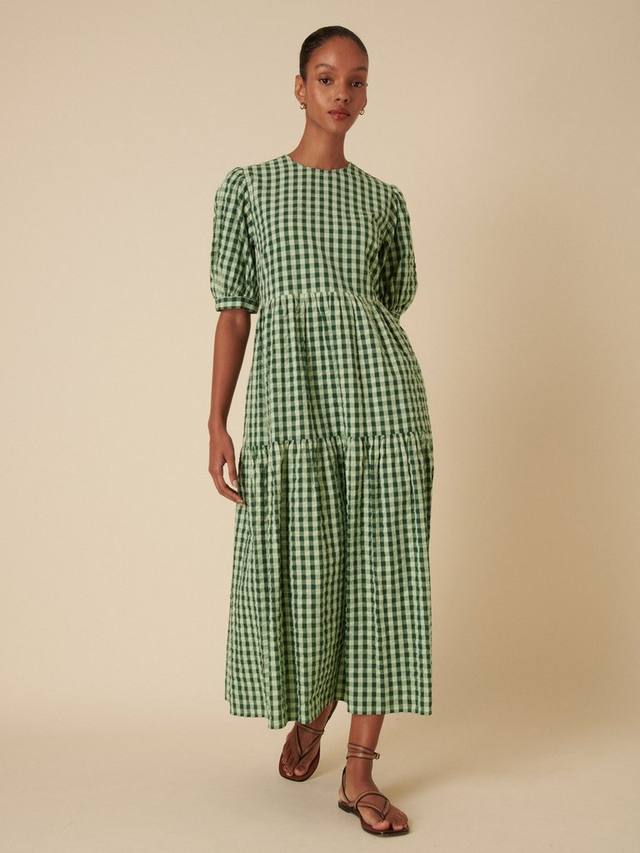 

Платье из чистого органического хлопка rochelle gingham Nobody's Child, зеленый