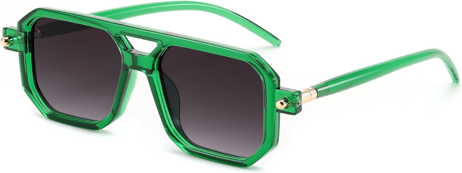 

Винтажные квадратные солнцезащитные очки-авиаторы FEISEDY 70-х годов, классическая ретро-стильная оправа, защита от ультрафиолета UV400, артикул B2622, 020 Transparent Green & Gradient Grey Lens