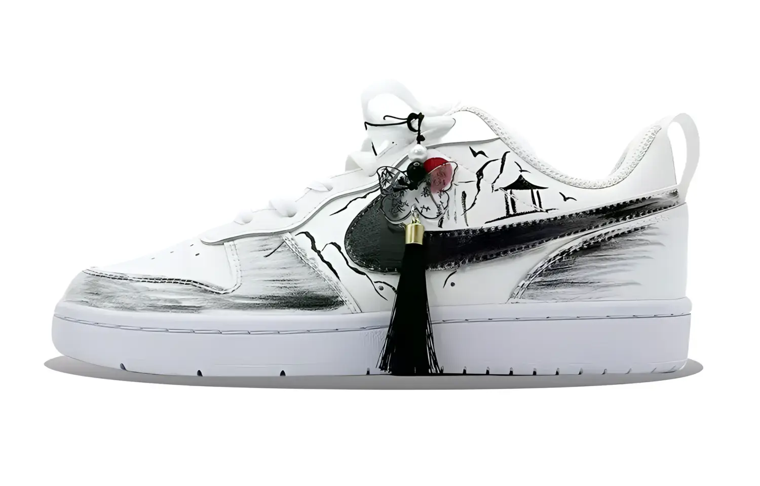 

Nike Кроссовки для скейтбординга Court Borough Ink And Wash Landscape низкие, противоскользящие, износостойкие, белые, для подростков