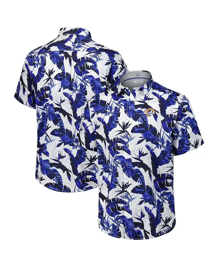 

Мужская кнопочная рубашка Royal Los Angeles Rams Sunnyvale Blooms Camp Tommy Bahama