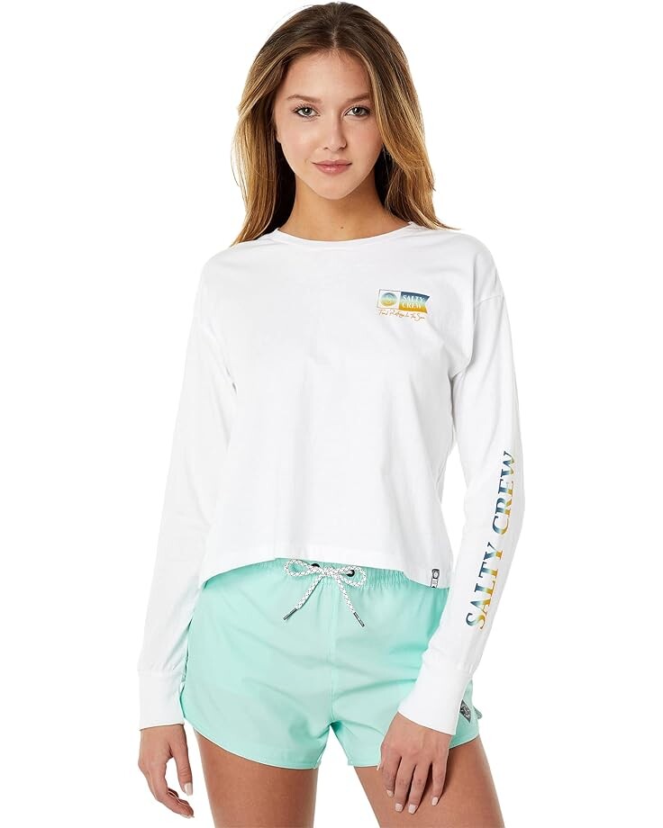 

Футболка Salty Crew Alpha Gradient Long Sleeve Crop Tee, белый