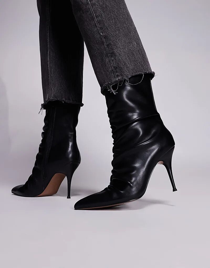 Черные ботильоны на высоком каблуке с рюшами от ASOS DESIGN Erin — фото 2