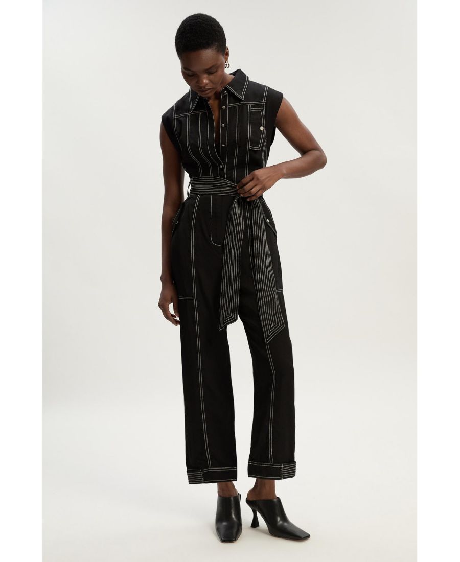 

Женский комбинезон из высококачественного льна Karen Millen, Black