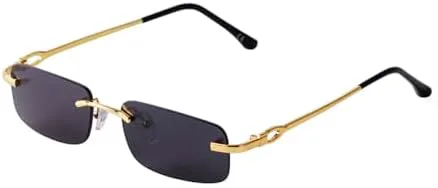 

Винтажные коричневые прямоугольные солнцезащитные очки без оправы 2027 года для мужчин, очки с прозрачными линзами, безрамочные очки для женщин MTZJH, C1