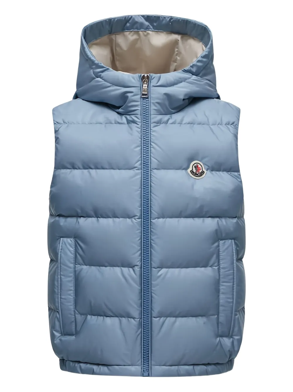 

Стеганый жилет с капюшоном Moncler Enfant, синий