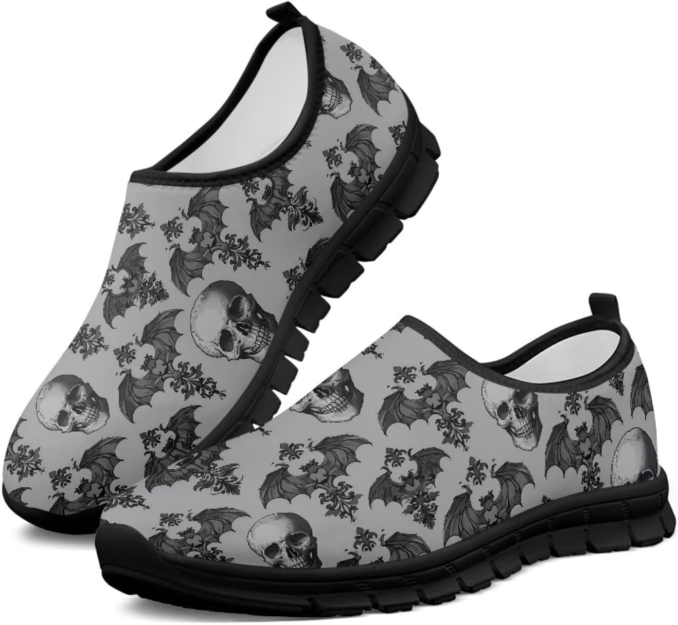 

Женские кроссовки широкого размера для бега по дороге, ультралегкие теннисные кроссовки для тренажерного зала, тренировок и ходьбы Chririnla, Gothic Bat Skull