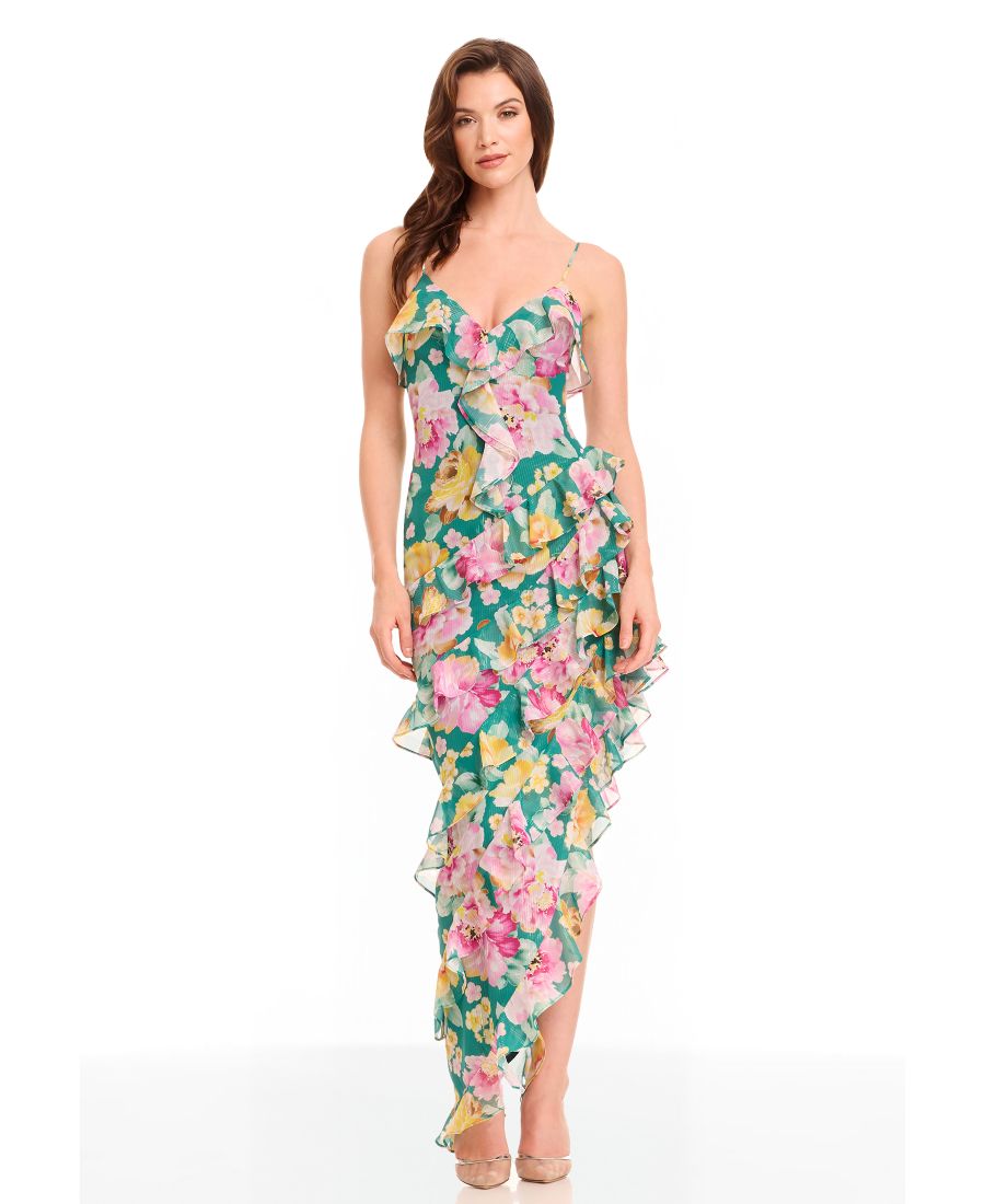 

Женское платье Josefina с принтом и оборками Dress the Population, Pine Multi