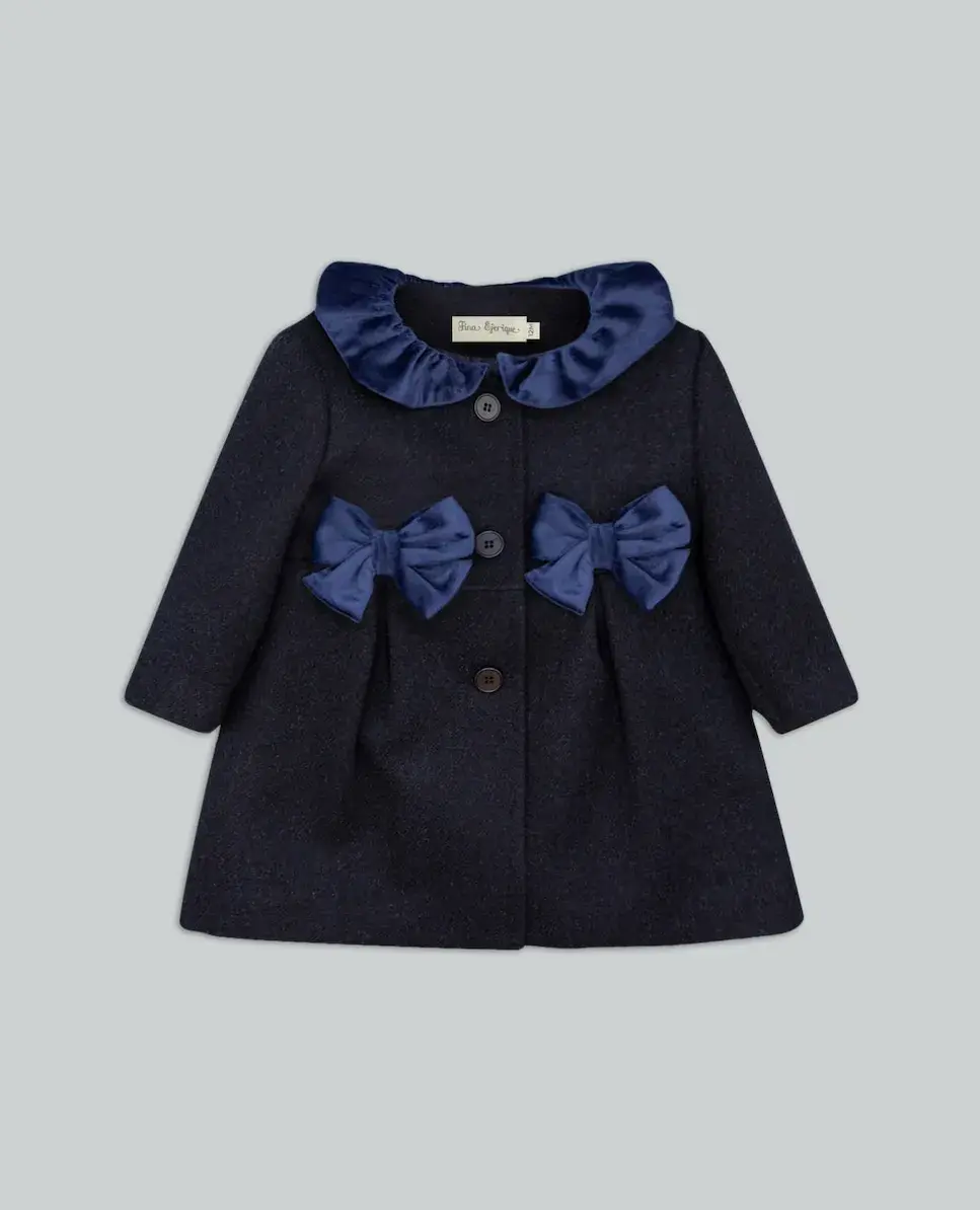 

Детское пальто из сукна с бархатными лентами Fina Ejerique, синий