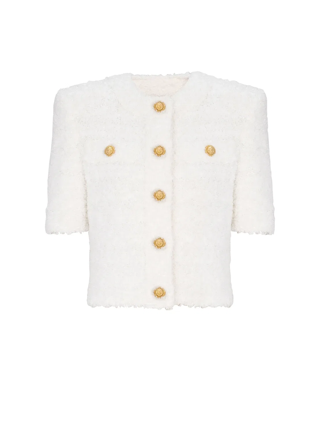 Кардиган из твида в горох BALMAIN, белый
