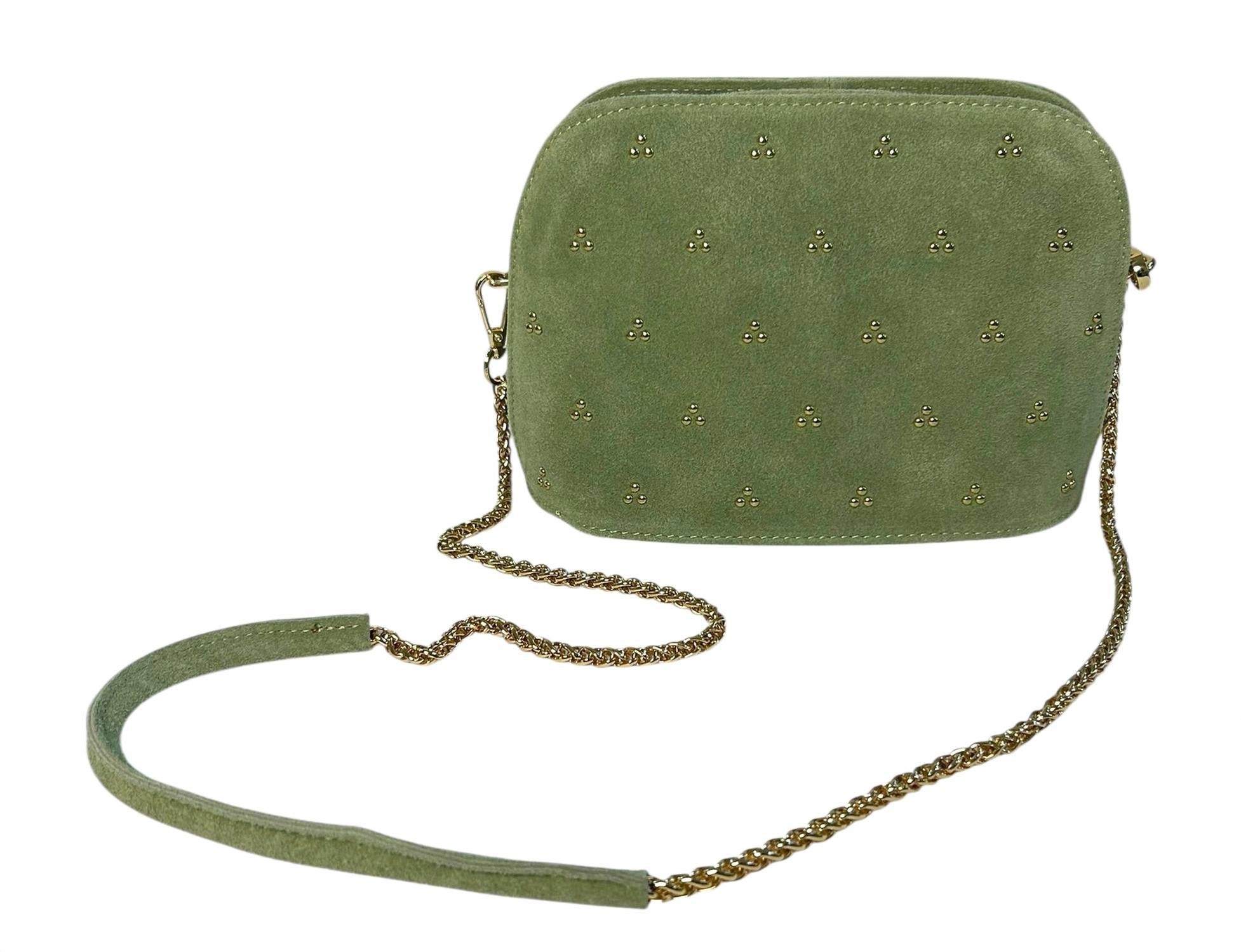 

Женская сумка Carla из натуральной замши в нефритово-зеленом цвете Made in Italy