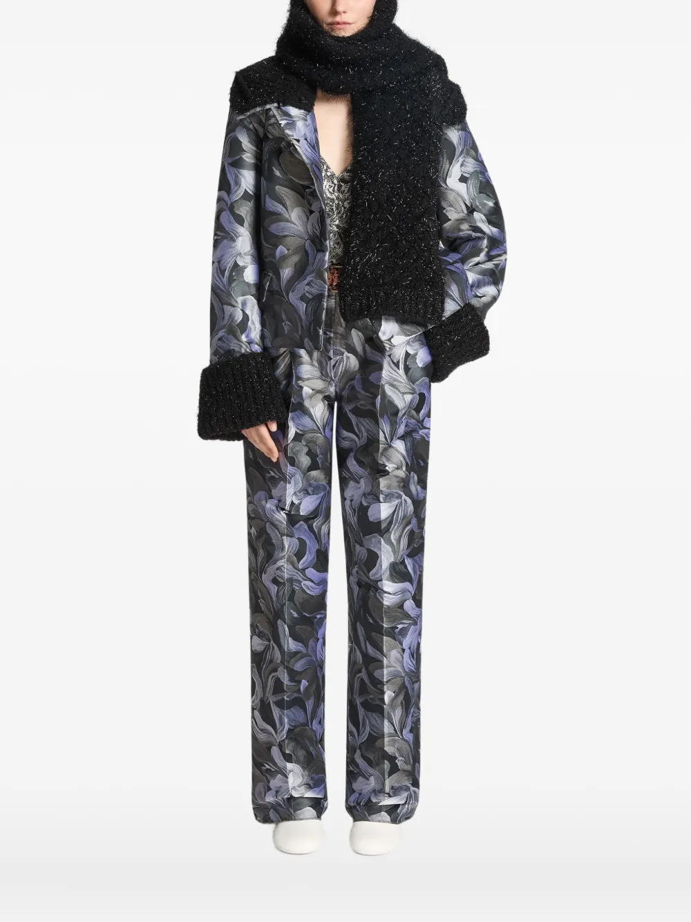 

Шарф с эффектом металлик Dries Van Noten, черный