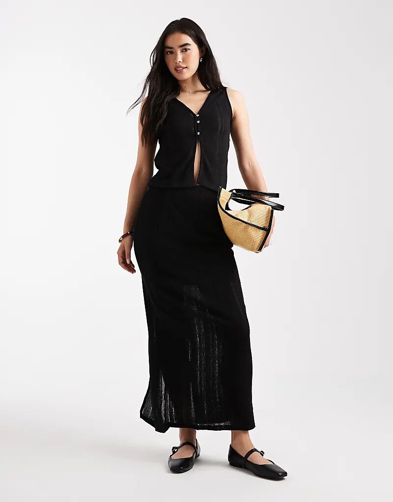 

Юбка в полоску Vero Moda, трикотажная, черного цвета