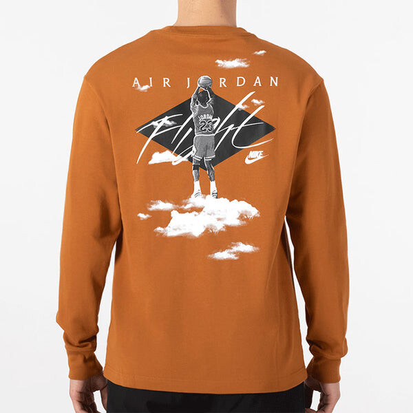 Толстовка Men's Air Jordan SS22 Loog Printing Long Sleeves Round Neck Khaki, хаки — фото 3