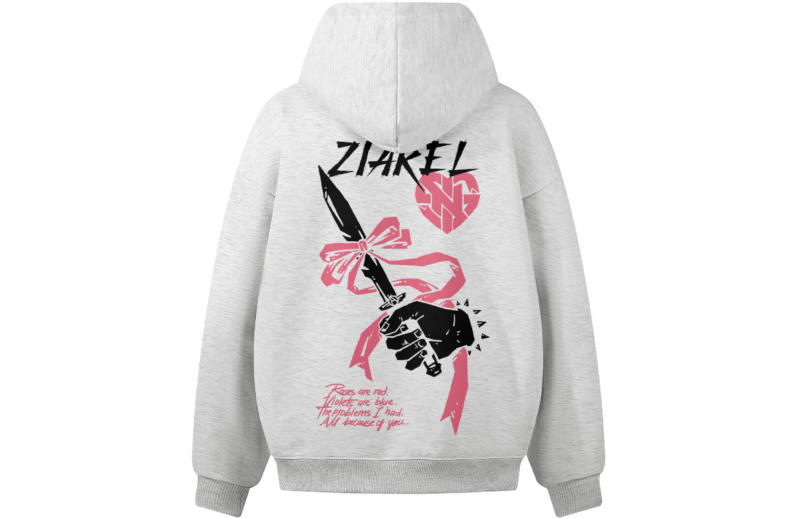 

Толстовка Unisex Hooded Moderate Heavyweight ZIAREL, белый heather серый