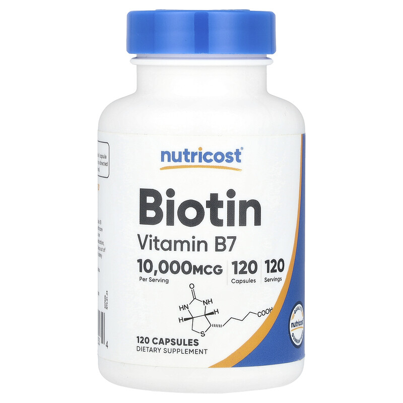

Nutricost, биотин, 10 000 мкг, 120 капсул